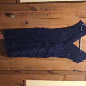 Stretch lace, beaded cocktail dress.